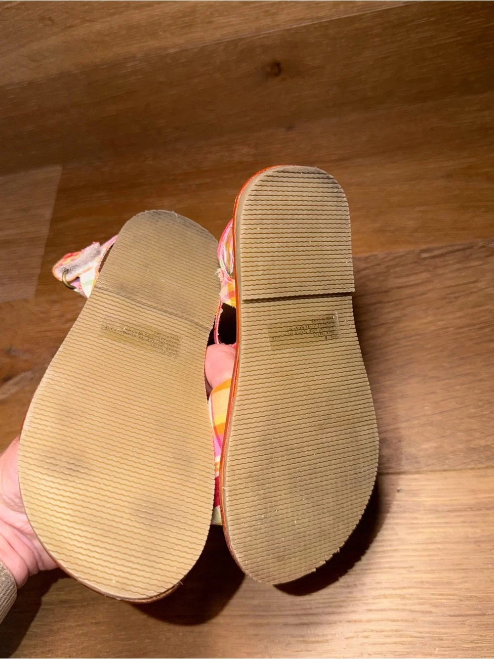 Gymboree Pink Green Orange Plaid Twist Toddler Sandals 8